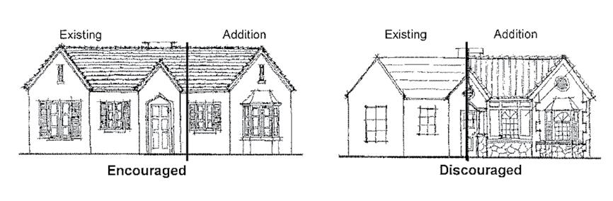 Windows and Doors: 1. Large areas of flat, blank wall are discouraged. 2. All windows and doors should be related to the architectural style of the building. 3.