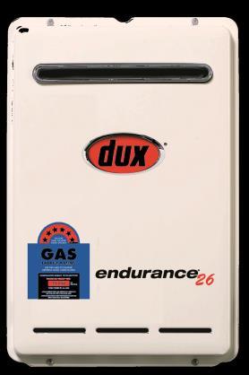 Continuous Flow Endurance 26L Gas Dux Endurance available in Natural Gas or LPG in 16L/min, 20L/min, 26L/min and