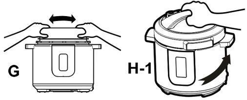 Always use at least 120 millilitres of liquid when pressure cooking. The total volume of food and liquid must not be less than 20% of the capacity of the cooking pot. (Figure E). 3.