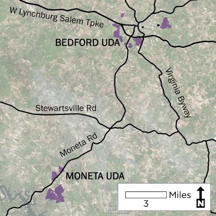 5 Urban Development Areas Bedford County UDA Needs Profile: All UDAs Bedford County has designated two UDAs: areas just outside the Bedford City Limits (generally to the south and east of the city)