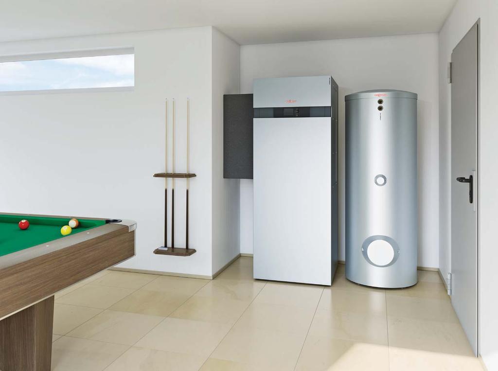 60/61 The modulating Vitocal 200-A air source heat pump is ideal for new build.