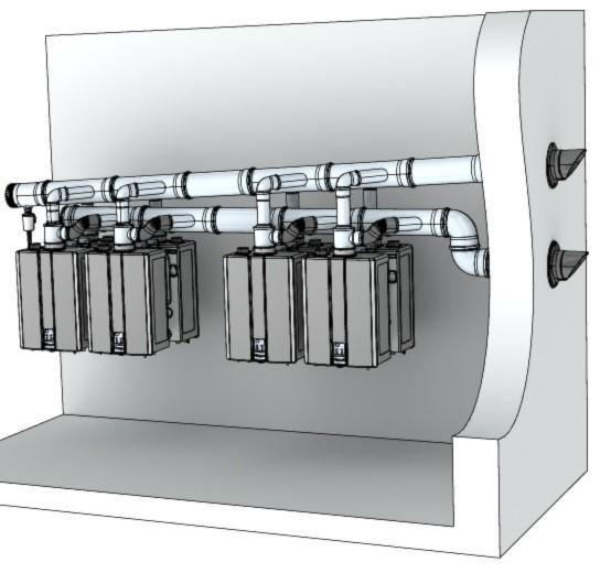 Horizontal Termination Clearances This appliance along with the Common Vent System is certified with the 3, 4, 6 Wall Termination mounted in the orientation shown below.
