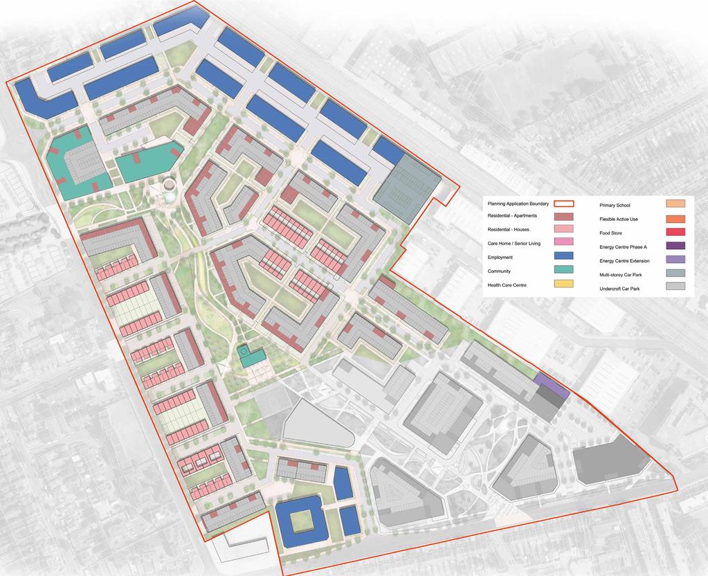Indicative uses plan Consented masterplan Landsec was granted outline planning permission in 2012 to develop the 30-acre former Kodak factory.