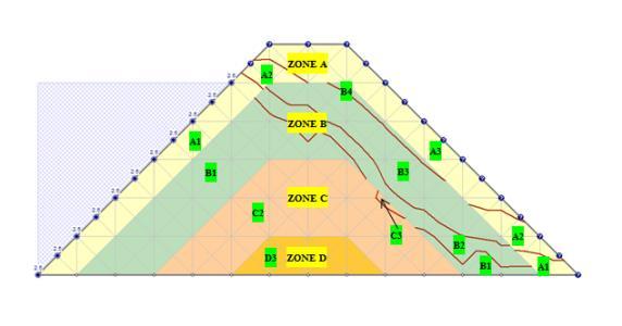 Vol.21, No.2, April-June 2016 Thammasat International Journal of Science and Technology Figure 13. Zoning of the shear strength of soil in a soft clay embankment type 2, with water 2.