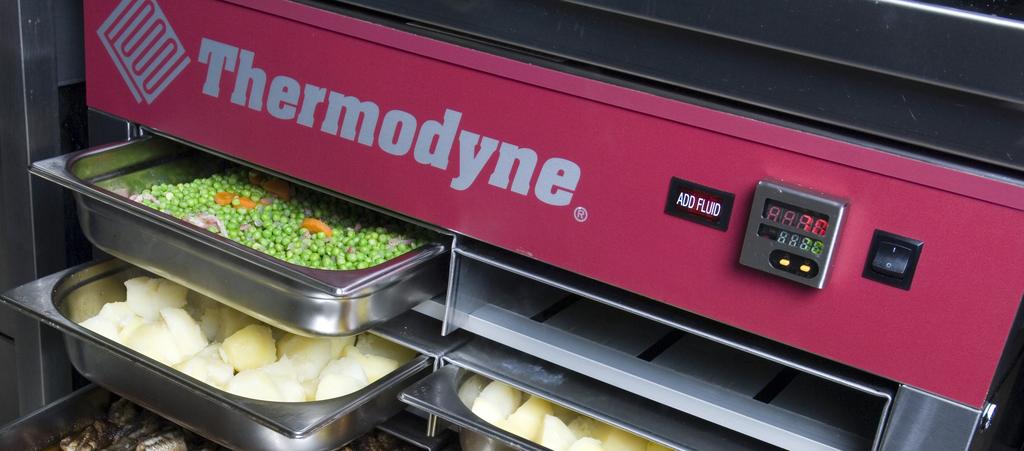 Intro to Thermodyne Thermodyne Foodservice Products, Inc. offers innovative solutions for a full array of cooking, re-thermalizing, and holding with its unique patented Fluid Shelf technology.