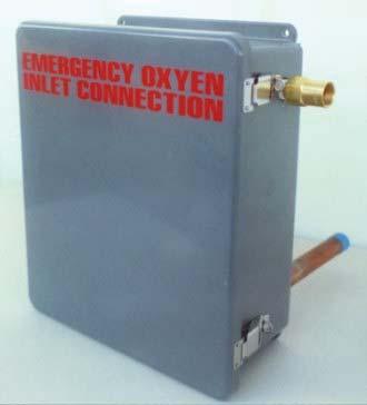 Manufacturer of Medical Gas Piping Equipment Emergency Oxygen Inlet Box Emergency Oxygen Inlet Box (Model EOI-100-Back shown above) : Designed in accordance with NFPA 99.