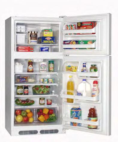 Top Mount Refrigerator A Energy Rating Deluxe Climate Controlled Defrost Full Cycle Airflow 3 Full-Width Glass Refrigerator Shelves 2 Ultra Humidity-Controlled Crisper Bins with Cover Shelf Snack