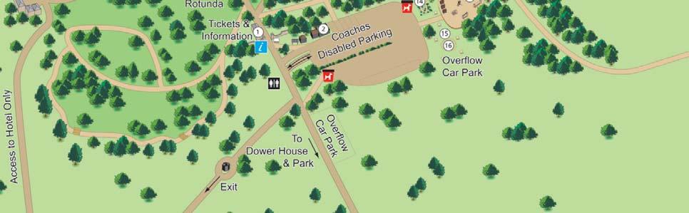 There are 2 fully accessible short walks within this area of woodland, Erskine s Walk 400m and Geraldine s Walk 800m both of which can be accessed adjacent to the Porters Lodge visitor reception