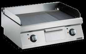 drawer (optional) for installation on open base Built-in cooking surface Gas heating Mild steel surface: temperature range from 200 C to 400 C Hard-chromed surface with thermostatic control and