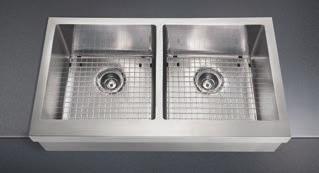 THE DESIGNER SERIES FARMHOUSE SINKS 18 GAUGE, 18-10 STAINLESS STEEL BOTTOM GRID & COLANDER INCLUDED KCFS36A/10-10BG $2,398.00 10 mm radius coved corners Shipping Weight 63.0 lbs. (28.6 kg.) 20" [50.