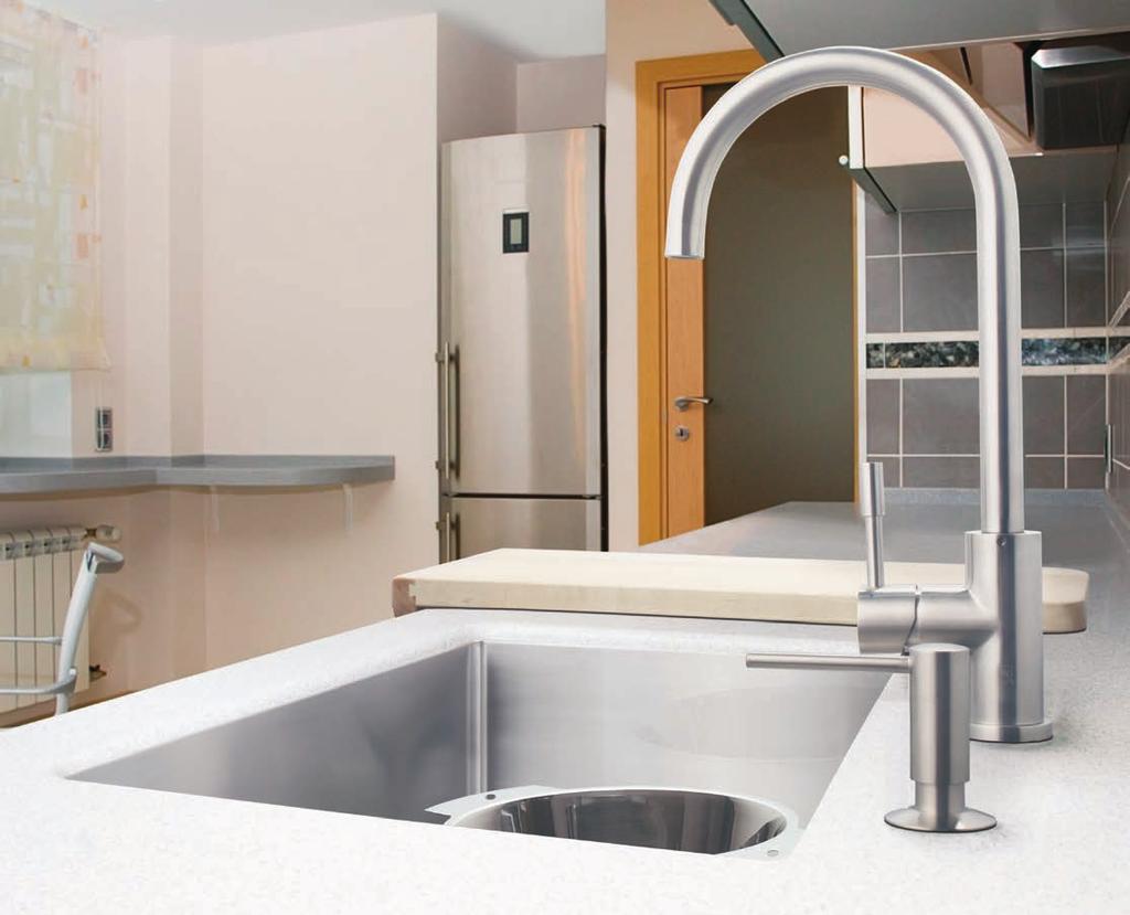 Sink model KCUS30A/10-10BG with C09S colander Faucet model KF10A and soap dispenser model The Designer Series Undermount Sinks A Clean Sweep in Streamlined Beauty Kindred Designer Series Undermount