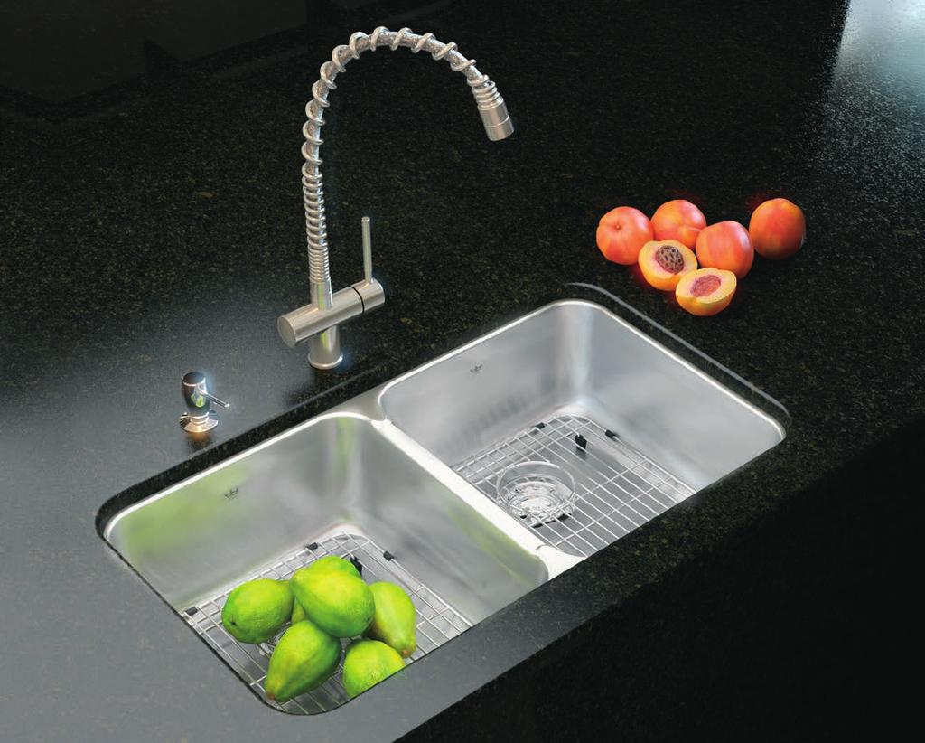 Sink model QDUA1933R/8 with BGA1517S botttom grids. Kindred Steel Queen Undermount Sinks Value and Durability An undermount sink is a sparkling companion to a solid surface kitchen countertop.