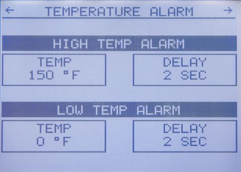 TEMPERATURE ALARM (optional) An 4-20 ma analog input is provided for an external temperature transmitter.