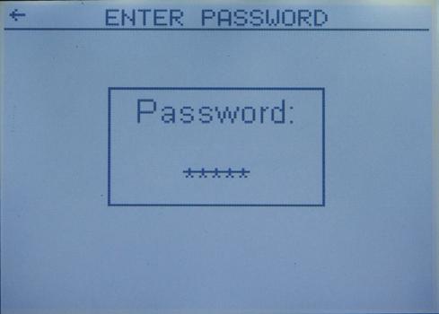 Enter the user password for either OPER (Operator) or SUPER (Supervisor) using the screen keypad and press the Enter button on the screen to accept the password.
