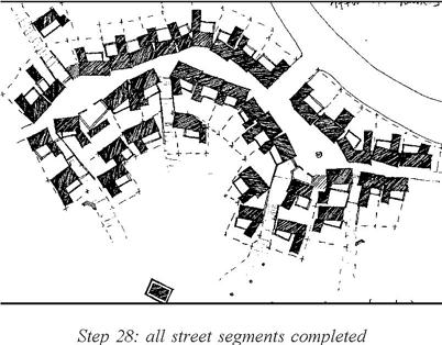 Each segment of a street should be regarded as contained open space, and should be brought to completion in the same way as houses will be, by concentrating on the space of the street as a positive