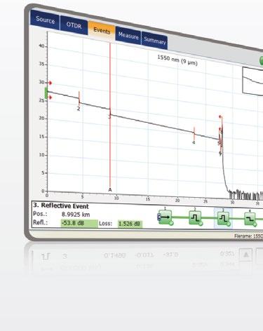LOADED WITH FEATURES TO BOOST YOUR EFFICIENCY Real-Time Averaging Activates the OTDR laser in continuous shooting mode, the trace refreshes in real time and allows to monitor the fiber for a sudden