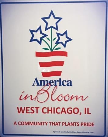 America in Bloom The results are in. I m pleased to say West Chicago was rated 8 out of a possible 10 stars AND was awarded the Best Community Celebration special award.