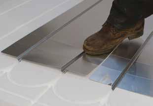 Grooved aluminium sheets are laid within the channels which act as the heat emitter effectively a radiator within the floor make-up.