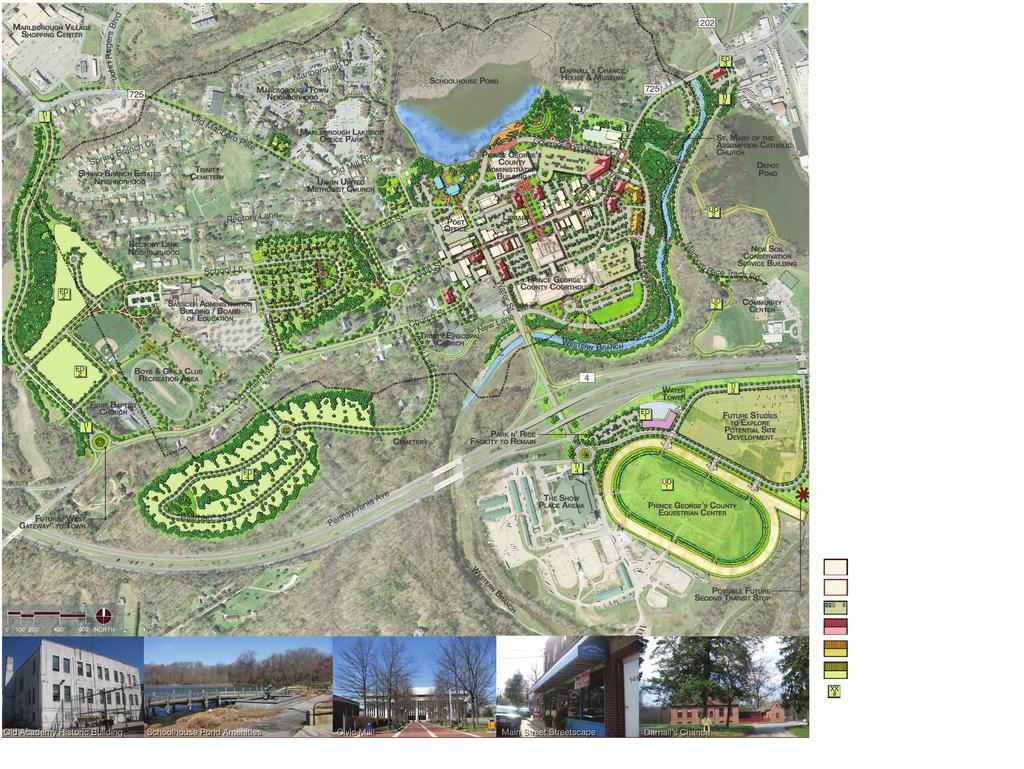 Urban Design UD 1: Show Place Arena festival grounds pathway and landscape improvements UD 2: Depot Pond trail system and connection to the community center and proposed Western Branch trail ED 1: