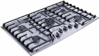(select models LCG3091, LCG3691) Versatility With 5 sealed burners and 3 continuous heavy-duty cast iron grates, you have endless cooking options.