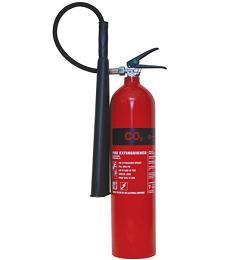 CO2 fire extinguisher. Used for type (A),(B),(C) (D) (F or K) Fires Red or Black Cylinder Last 15-25 sec 1.