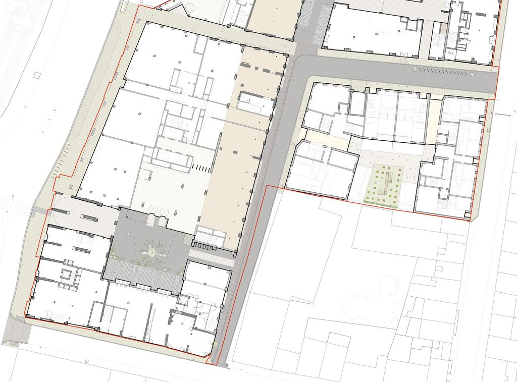 5.0 Public Realm N 5 Proposed area of carriageway works at Fleur De Lis Street Proposed area of localised carriageway repairs at Blossom Street Proposed footway widening at north-western extents of