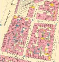 During this period the formation of each block has changed considerably in terms of the location and scale of yard spaces - both as a result of continued redevelopment of buildings and bomb damage