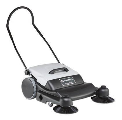 The smaller walk-behind sweepers are ideal for getting around warehouse shelving.