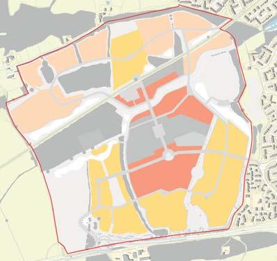This is offset through increased densities in the land parcels to the south of the neighbourhood centre, adjacent to the secondary access.