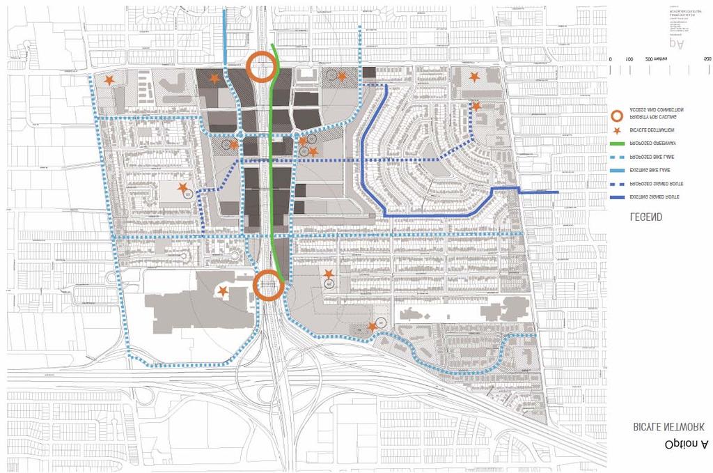 9.3 Option A Figure 18: Option A Proposed Street, Pedestrian, and Bicycle Plans Allen Road remains unchanged.