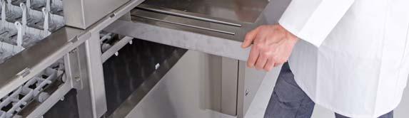 The patented Dryer GUIDEAIR leads the air via channels and nozzles directly on the wash items from above,