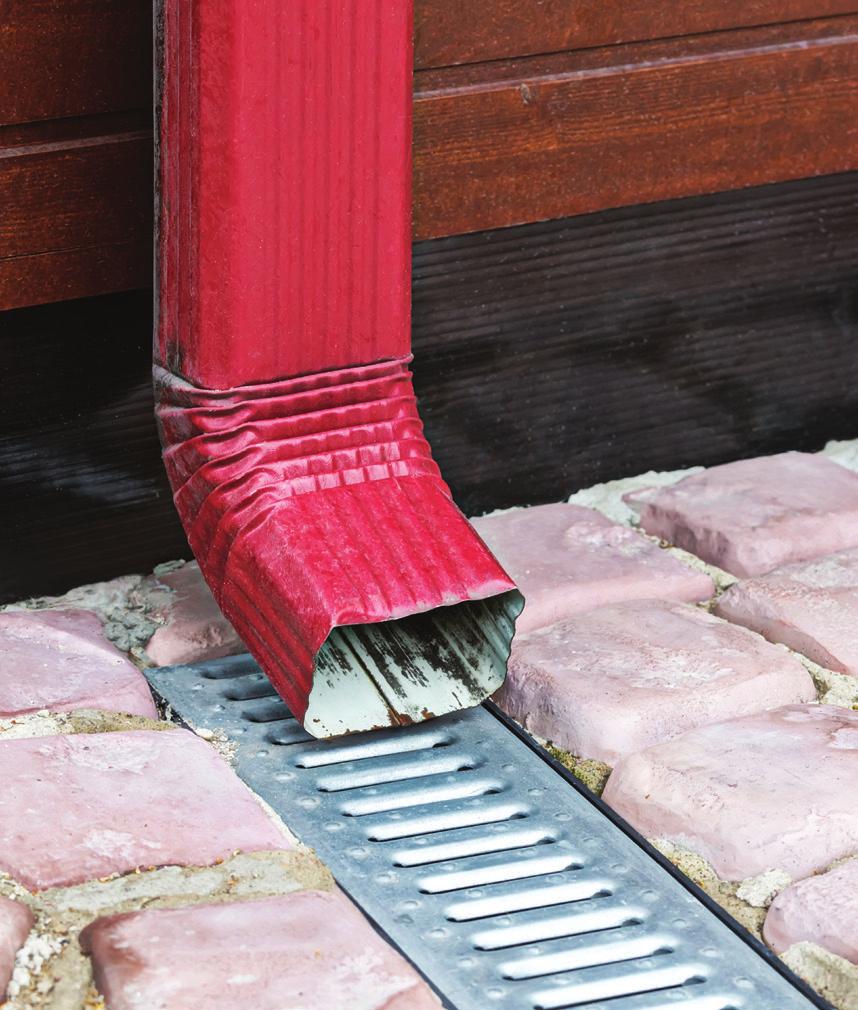 Stormwater from downspout disconnects should drain to a conveyance, infiltration or capture system.