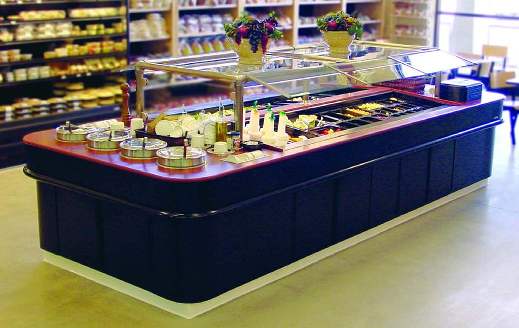 Advantage Refrigerated Salad and Soup Bar ARSSB 71 37 23 6 Fresh salad/olives and condiments conveniently accessible from all sides ADA compliant solid surface countertop Remote refrigeration