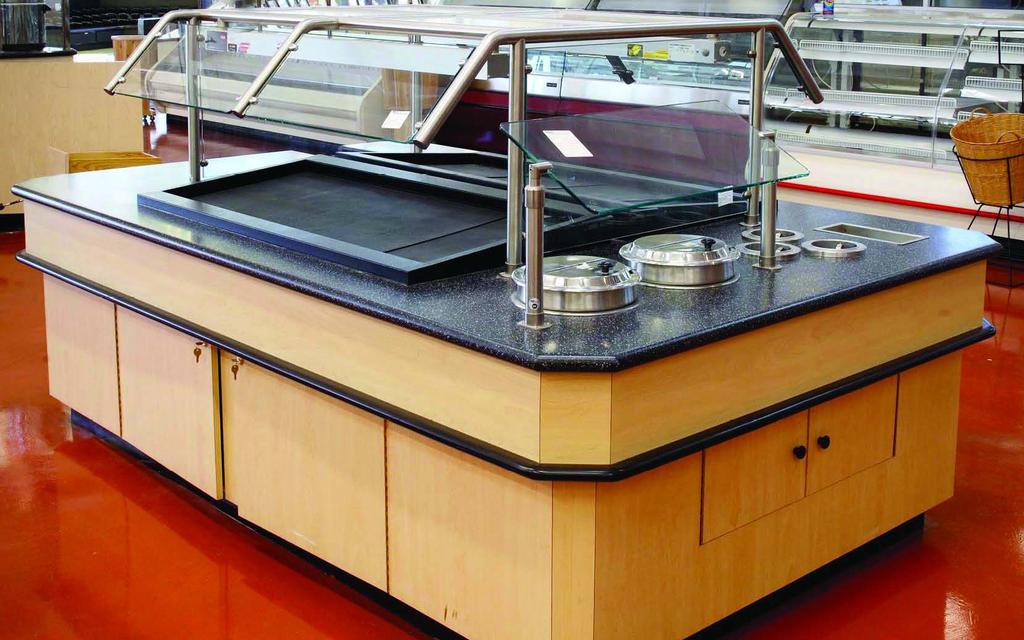 Advantage Refrigerated Salad and Soup Bar ARSSB 71 37 23 6 Corian Countertop Refrigerated airflow over products Refrigerated lower side storage Dry under-counter storage Sneeze guard assembly