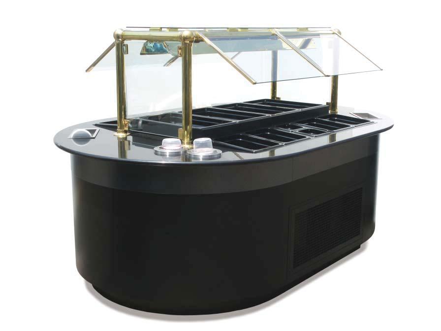 Advantage Refrigerated Salad Antipasto Soup Bar ARSASB 66 Dupont TM Corian, solid surface countertop Stainless steel or laminated tops 8 15 Remote refrigeration system Refrigerated airflow over