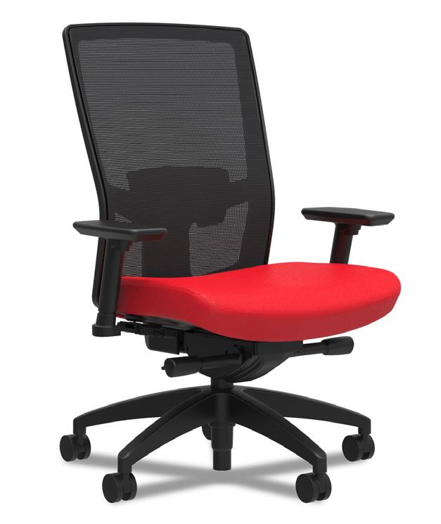 Angle Lumbar Support Seat Fabric 500 Task Chair Black frame and base with Black Mesh back Shown with Additional Options: Adjustable
