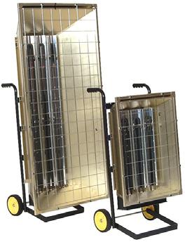 Toll-Free: 1-800-462-4983 Portable Electric Infrared Heaters Heavy-Duty Metal Sheath Hand Cart Double side wall housings to reduce operating temperatures Double