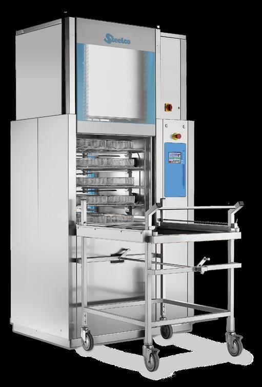 Washer disinfector > DS 1000 3S > A fully automatic large capacity washer disinfector (15 DIN trays) that grants, without affecting the cleaning, disinfection and drying results, the reduction of
