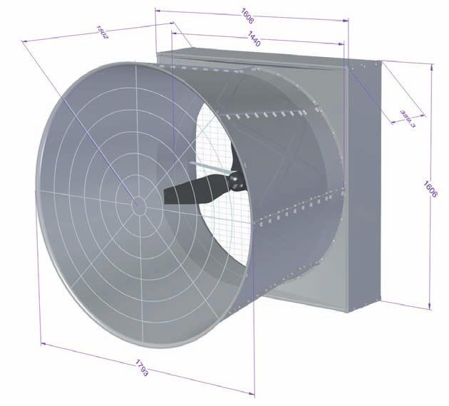 Weight: 90kg / 200lbs L x W x D (mm): See drawing Impeller diameter: 1430mm / 56.