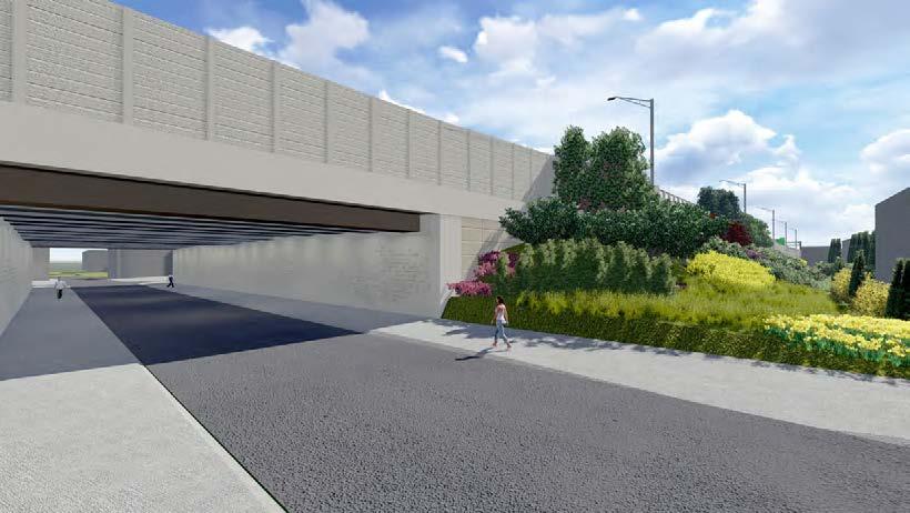 Construction has begun on custom Phase 2 Retaining Wall Construction underpass treatments for