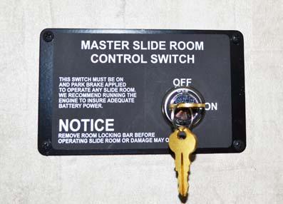 SECTION 10 SLIDEOUT ROOMS SLIDEOUT ROOM LOCK SYSTEM If Equipped If your vehicle is not equipped with a slideout room keylock, then the ignition key must be placed in the on or run position to operate