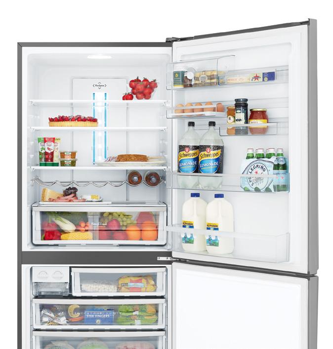 Large bottom mount Designed for ultimate convenience, the Westinghouse FlexSpace range of bottom mount fridges offers lots of extra space for growing families.