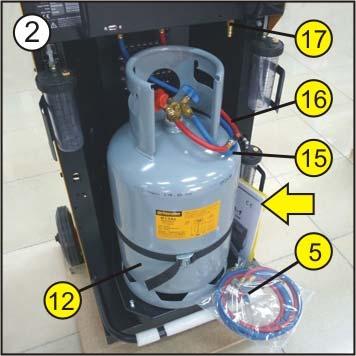 Cylinder (12) - Adapter (17) - Cylinder vapor hose (15) - red - Cylinder
