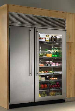 Door options include stainless steel and panel/overlay. The refrigerator is also available in a glass with stainless steel wrap or panel/ overlay. Only MARVEL offers you an extensive choice of widths.