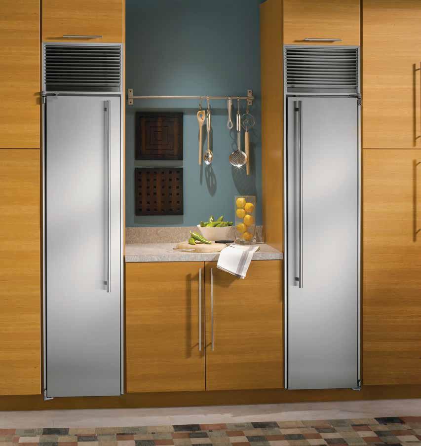 The all-refrigerator is also available with a glass in two trim options: stainless or panelready. The all-freezer features an automatic ice maker.