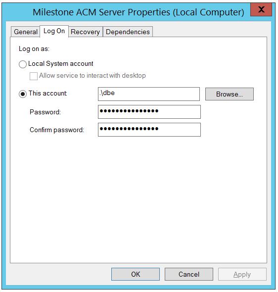 IMPORTANT: Restart the Milestone ACM Server service.