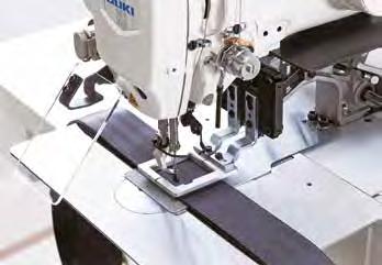 With its higher productivity, the machine performs various kinds of stitching, making the most out of its wider sewing area in various sewing applications such as attaching handles to bags and