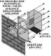 4) Install wall penetration heat shield in the center of the 9-1/2" round hole and attach with wood screws.
