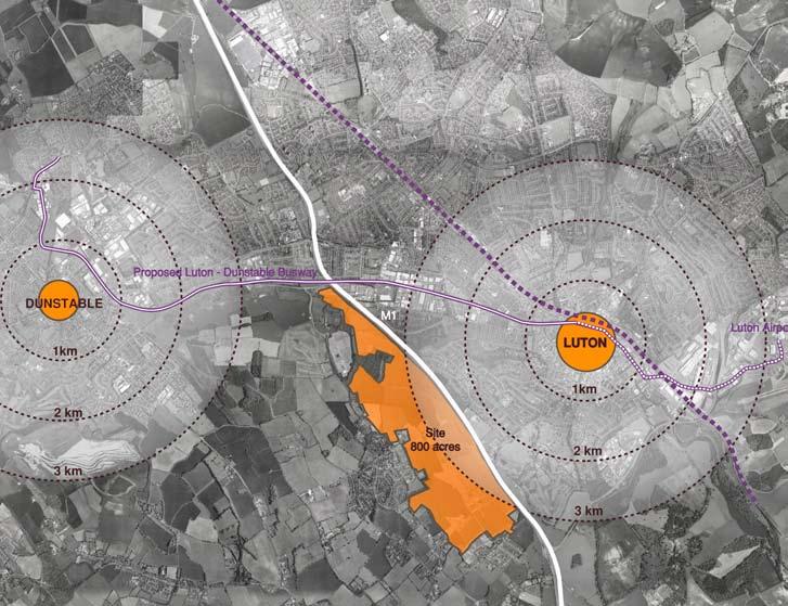 The Context Bushwood Masterplan: A Vision for Luton and Dunstable The Bushwood site is within 2-3 km of the heart of Luton.