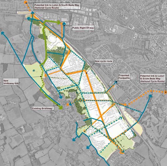 Green connections The scheme includes a number of green connections which improve connectivity with Luton and the wider countryside and help to reduce traffic congestion.